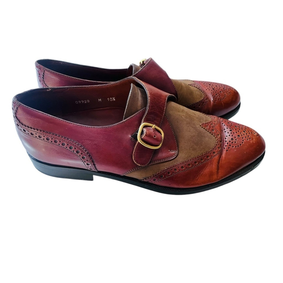 Bruno Magli Richard Made In Italy Buckle Broque Shoes Size 10.5 Men's Leather - Picture 1 of 6
